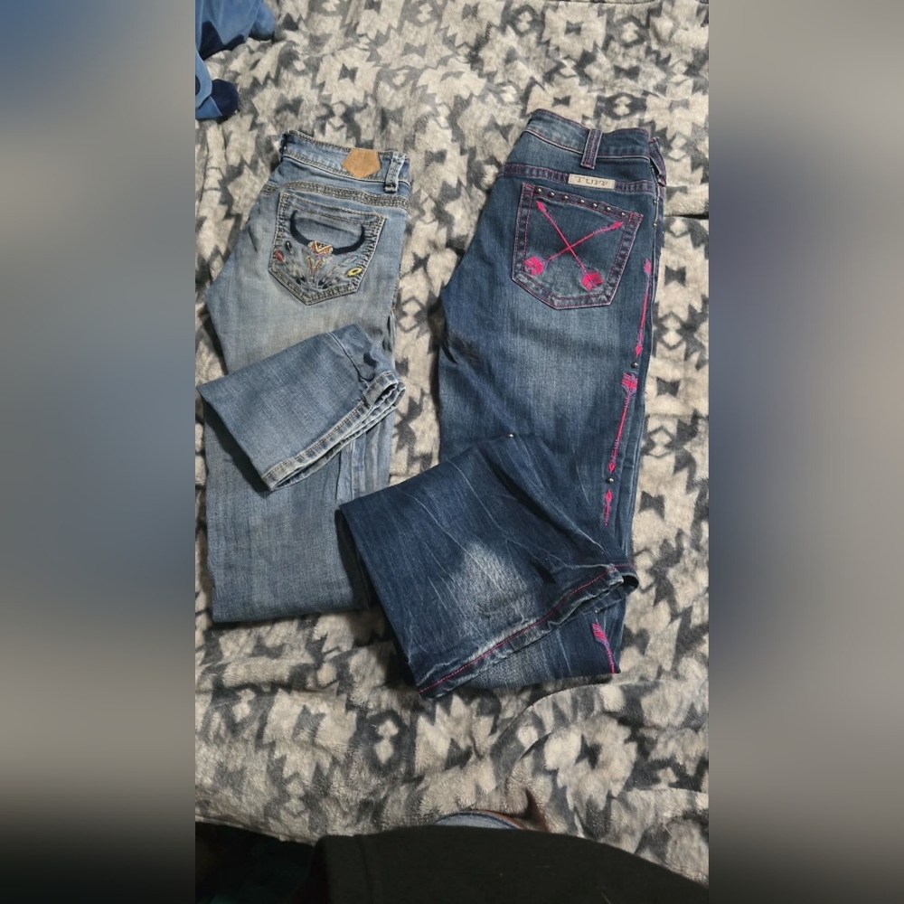 Cowgirl Tuff Blue Boot Cut Jeans with Embroidery